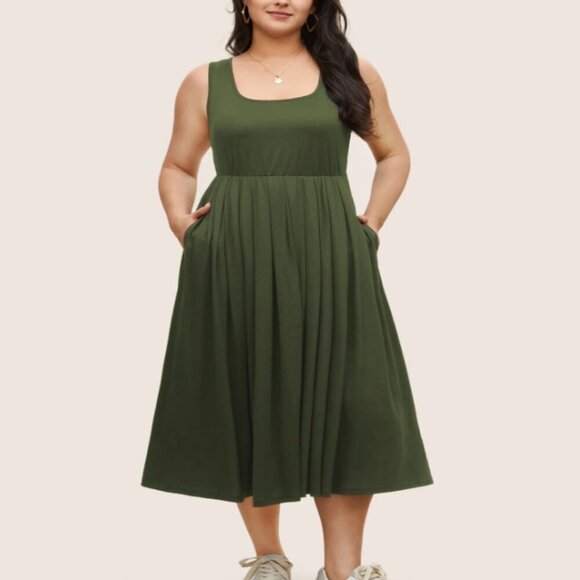 BloomChic Plus Size Supersoft Essentials Solid Gathered Tank Dress XL - Picture 3 of 5